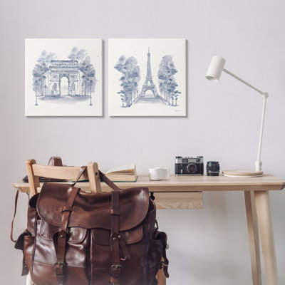  "French points in Blue", ensemble de 2 reproductions d'art sur toile par Yvette St. Amant