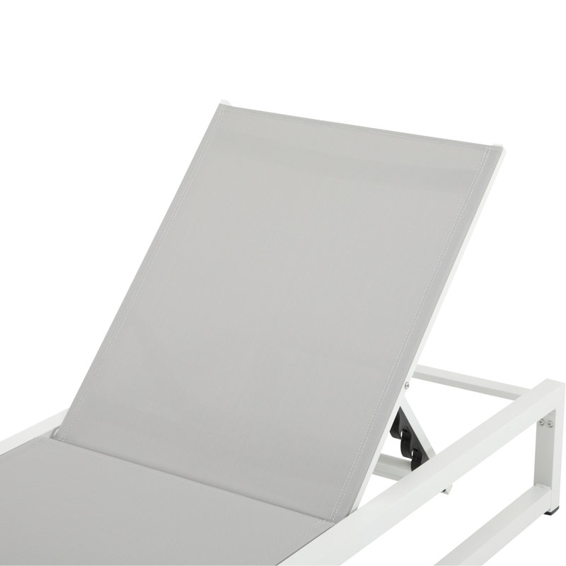 Chaise longue d'extérieur réglable à 5 niveaux, structure en aluminium durable et filet en textilène, pour patio / bord de piscine