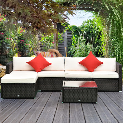 Wicker 4 - Person Modular Patio Conversation Set with Cushions