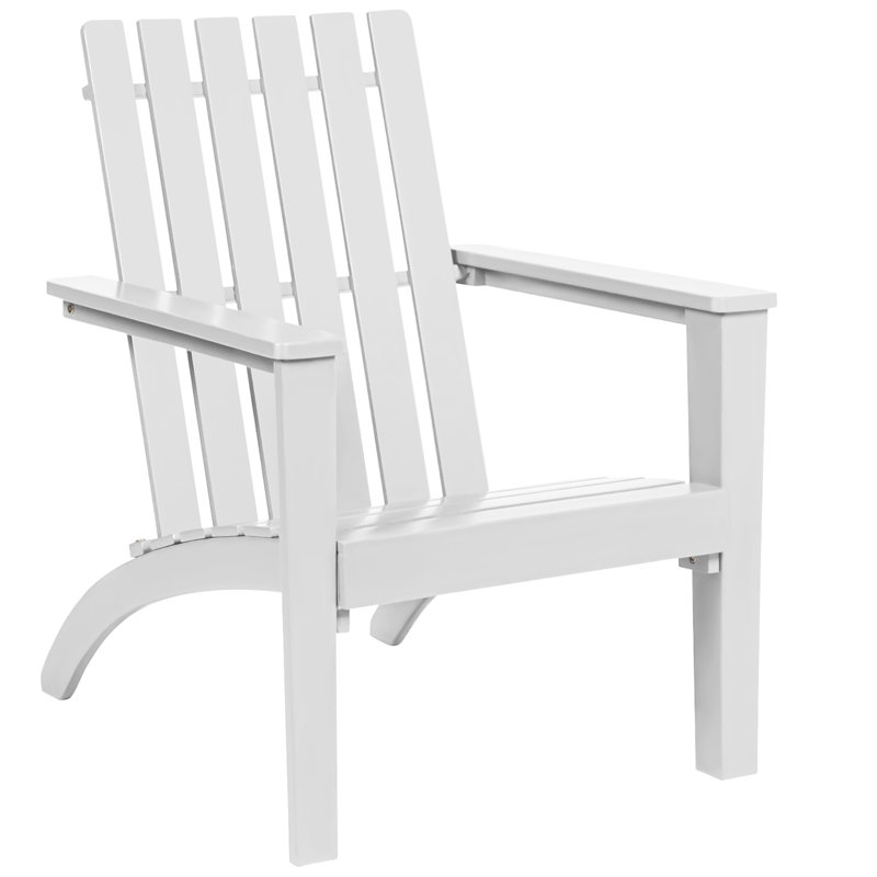 Glascock Acacia Outdoor Lounge Chair, White