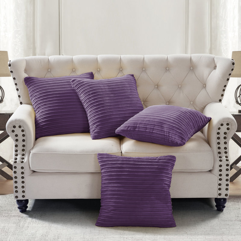 Housse de coussin carré en flanelle nervurée, Pourpre impérial