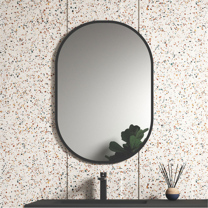 Rondo Oval Wall Bathroom Mirror, Black, 31.5" x 21.7"