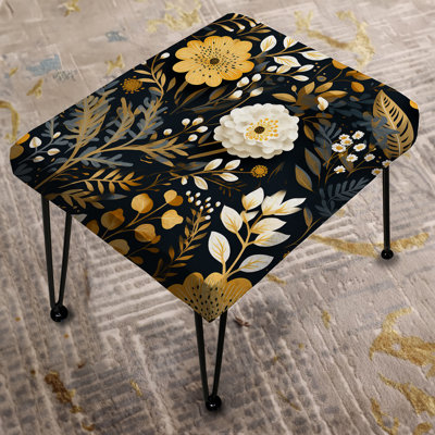 Black And Yellow Boho Botanical - Boho Rectangle Ottoman