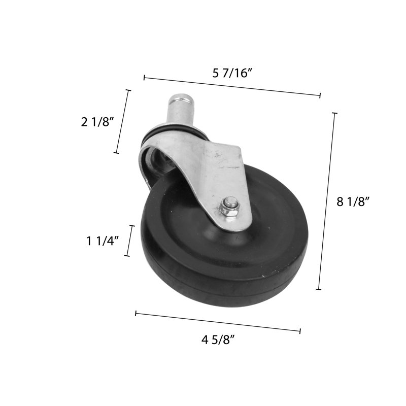 Roulettes en caoutchouc, H 7,75 po x l 2,25 po x P 5,5 po
