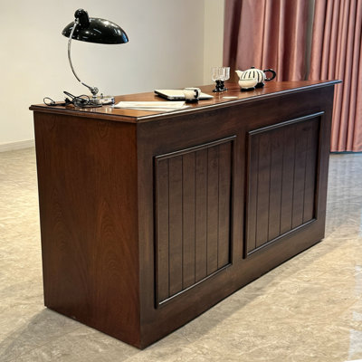 Retro Rectangular Manufactured Wood Reception Desk