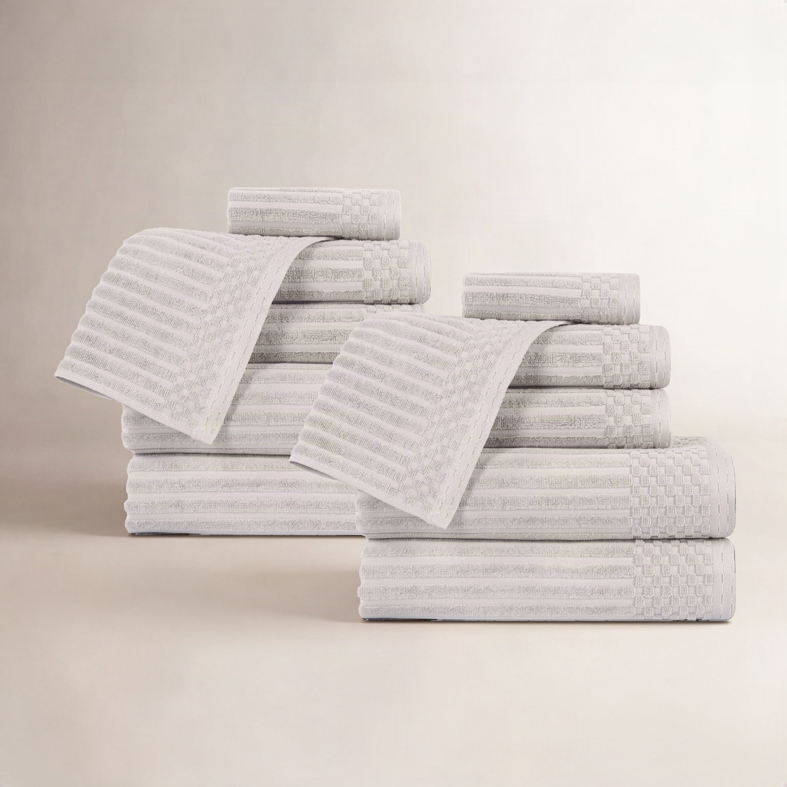 Ruvins 12-Piece Cotton Towel Set, Silver