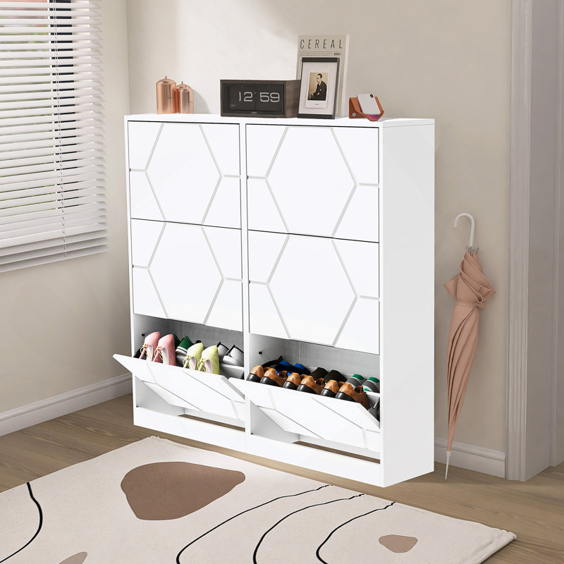 Armoire de rangement pour chaussures pour le vestibule, range-chaussures à 6 niveaux avec panneaux sculptés