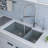 33.88'' L Double Bowl Granite Kitchen Sink-127889616