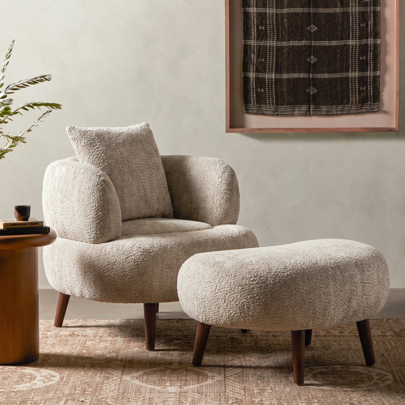 Fauteuil d'appoint rembourré avec repose-pieds 36 po Cloudveil, Camel