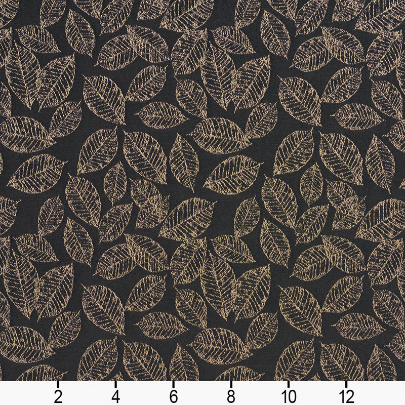 Tissu de feuille floral, Noir