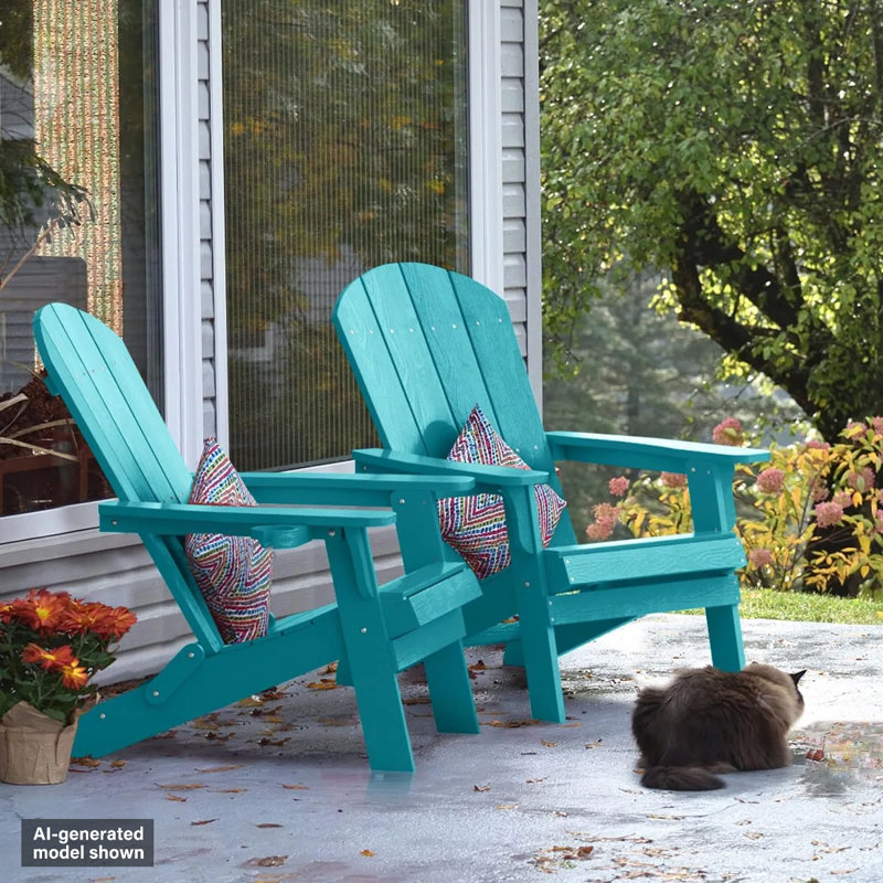 Chaise Adirondack pliante d'extérieur Chaise surdimensionnée en plastique Adirondack HiPS, Bleu Aruba