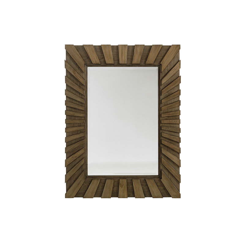 Transitional Hattaras Gray Driftwood Sunburst Rectangular Mirror