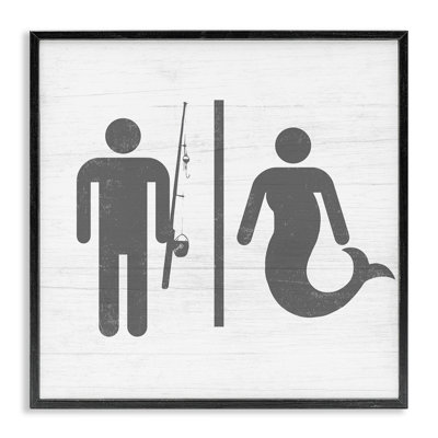 «Rustic Fisherman or Mermaid Bathroom Sign» par Daphne Polselli - impression d'art graphique
