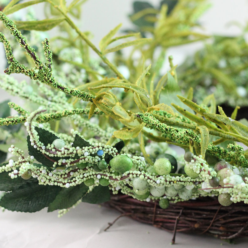 Couronne artificielle à feuilles mélangées vert 12 po