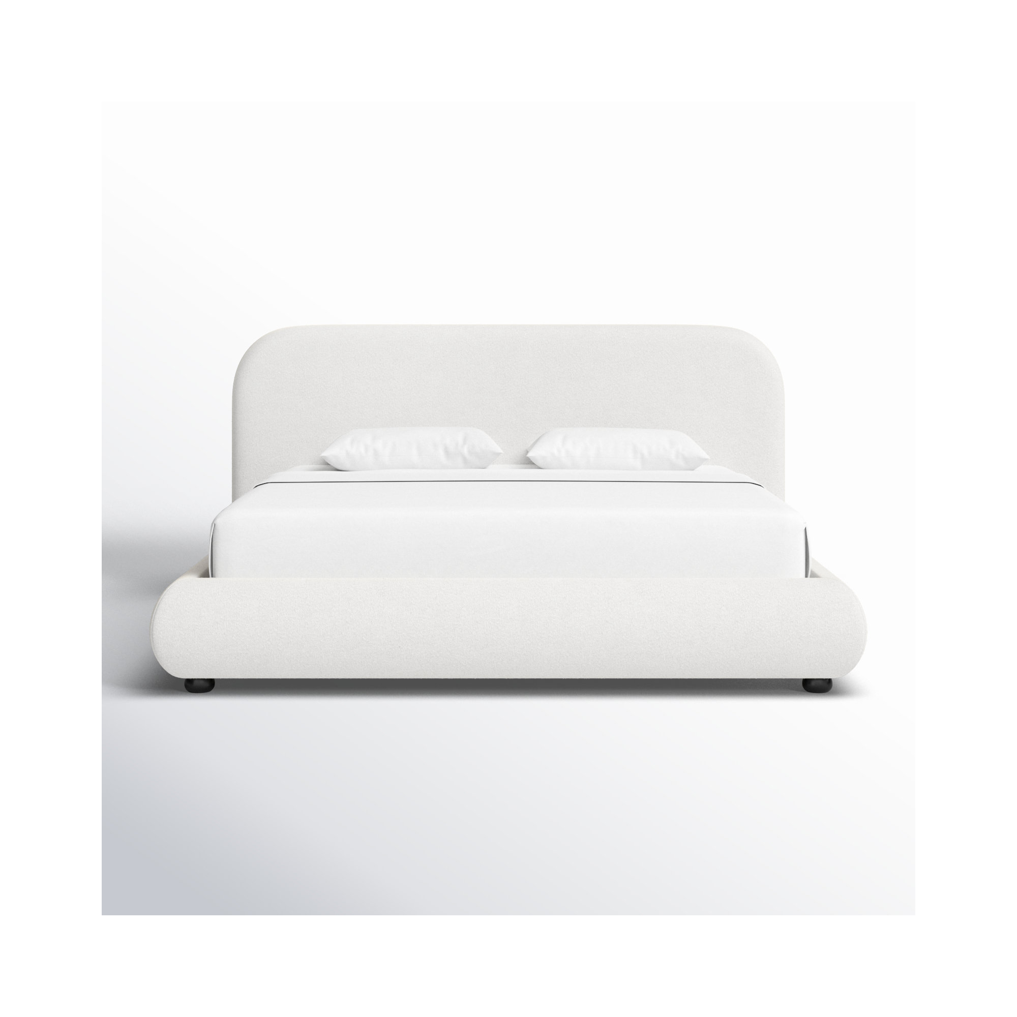 Reggie Upholstered Platform Bed, Off White Performance Boucle, King