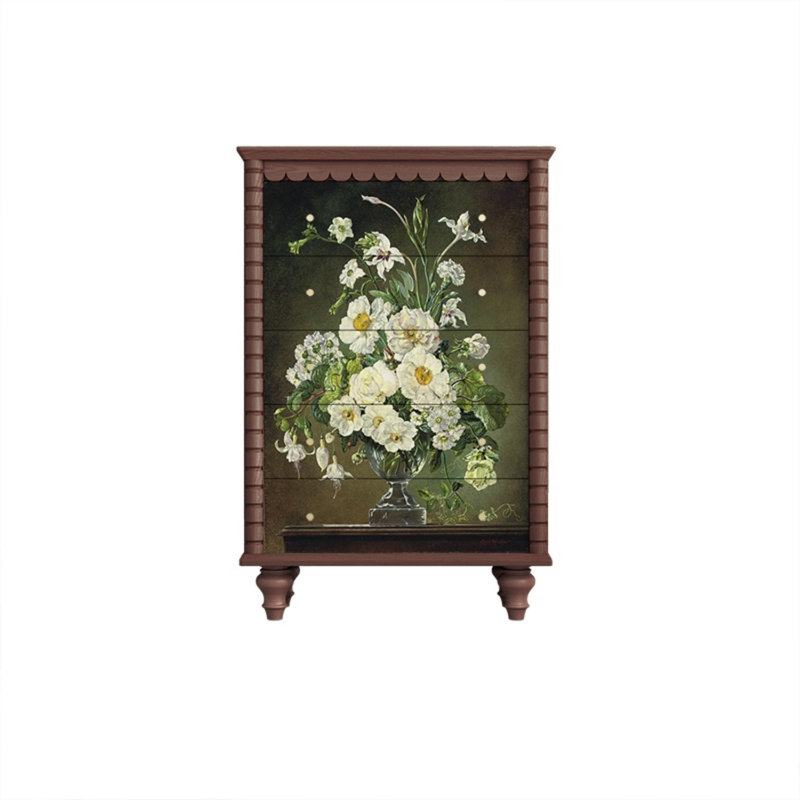 Commode décorative à cinq tiroirs Retro, Noyer