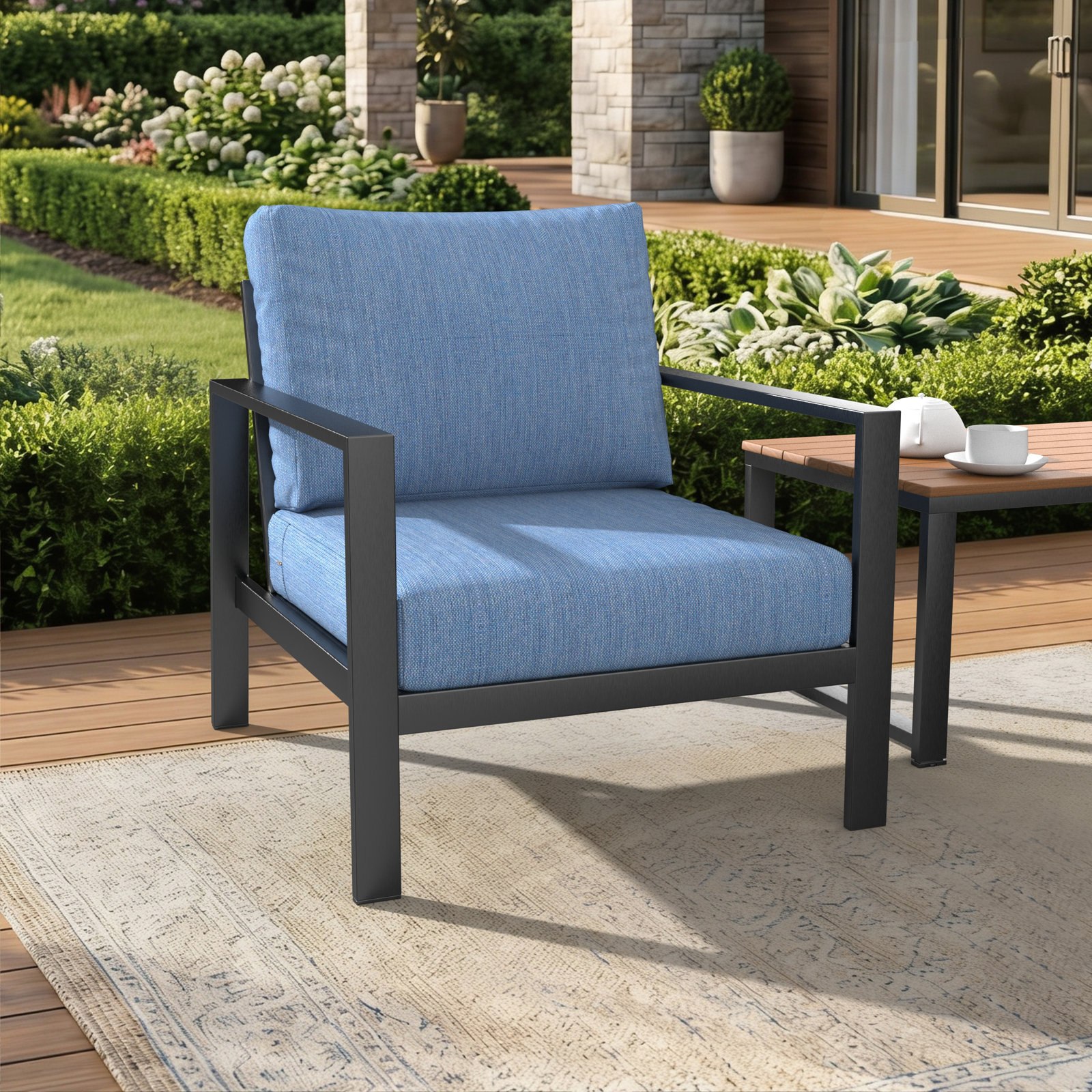 Amala Outdoor Sunbrella® Seat/Back Cushion, Sunbrella® Cast Ocean Plainweave, 25" W x 25.5" D