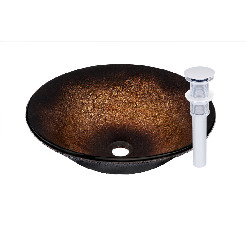 Novatto 17.5'' Glass Circular Bathroom Sink, Chrome
