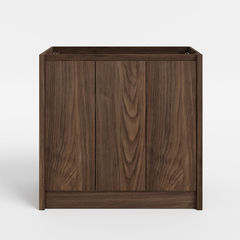 Base de meuble-lavabo 36 po en bois seulement, sans lavabo et miroir, Noyer foncé