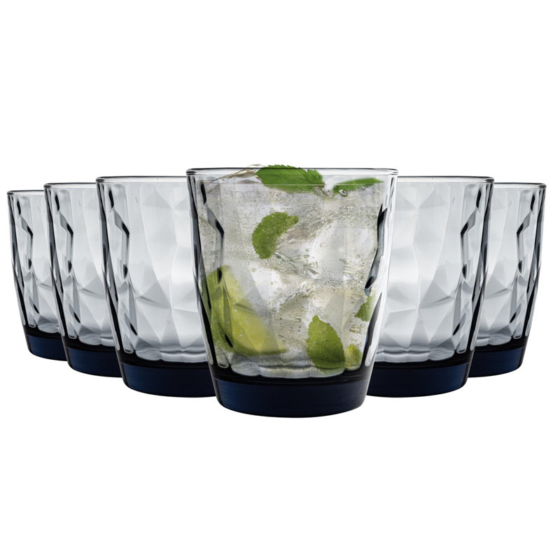 Diamond Water Glasses, Blue, 12