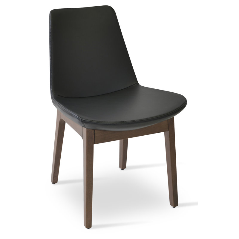 Chaise d'appoint Eiffel, Noyer, Similicuir noir