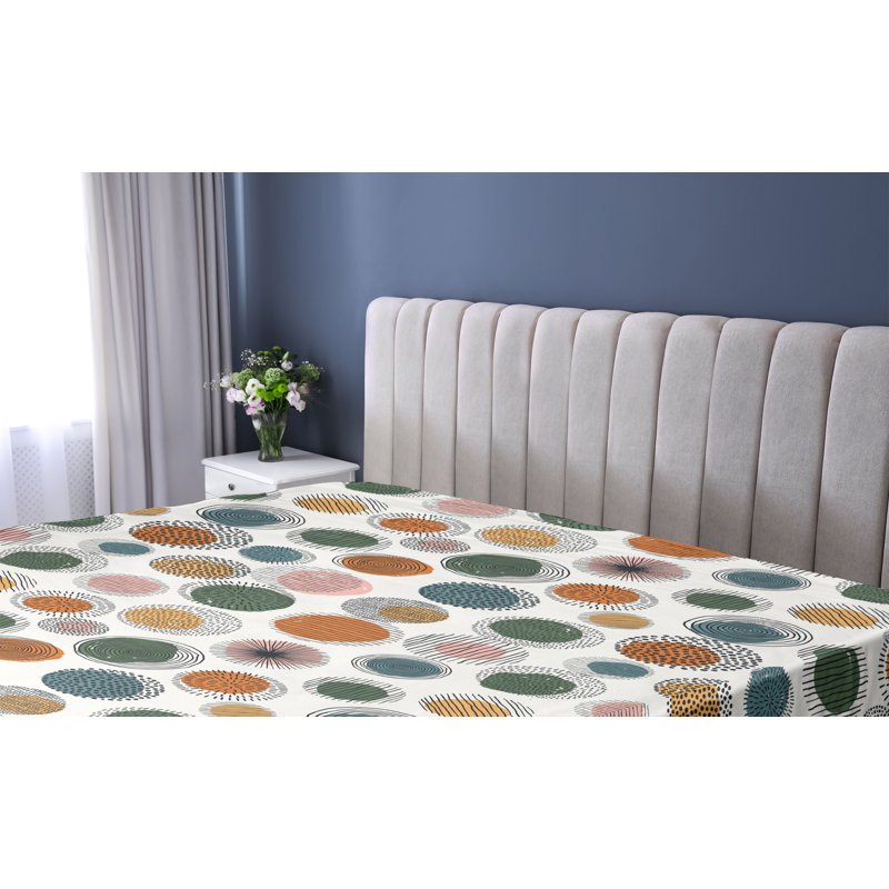 Drap-housse à motif floral Ambesonne, Drap-housse de taille simple, Orange, vert, rosé / pois
