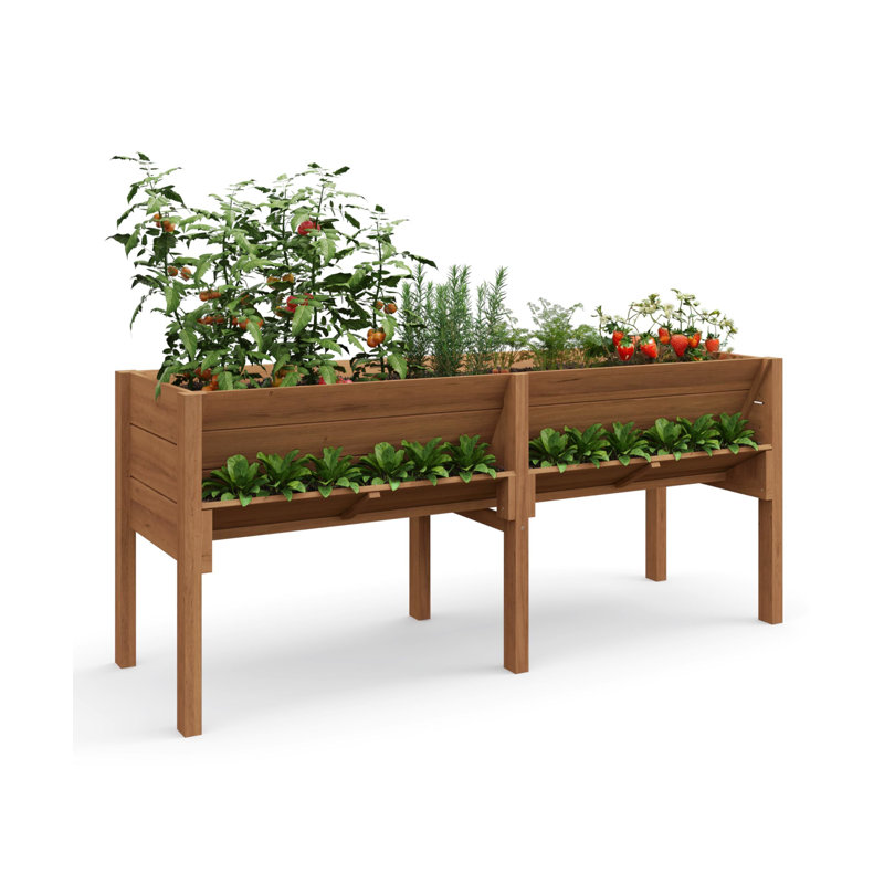 Lit de jardin surélevé 72 x 24 x 31 po avec pieds, Brun gland de chêne