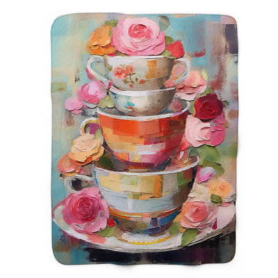 Jeté Funky Tea Fête - 1 pièce Sherpa Premium