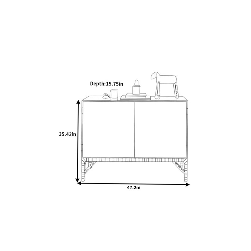Mignon buffet peint, H 35,43 po x l 47,24 po x P 15,75 po