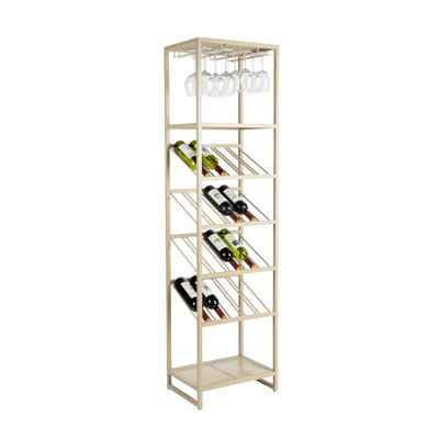Cantor 20 Bottle Floor Wine Bottle & Glass Rack in Beige