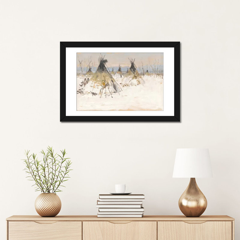 «Winter Homestead I» par Ernest Chiriacka, impression sur toile tendue, H 16 po x l 24 po x P 1 po, Papier d'art encadré noir