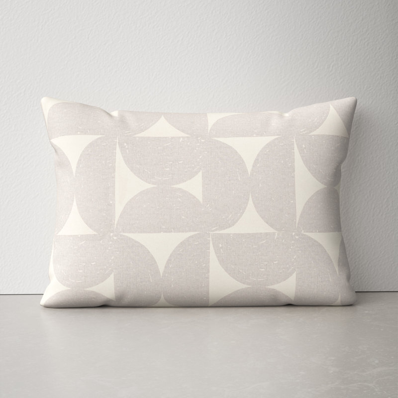Frenk Geometric Cotton Reversible Throw Pillow, Medium Gray/Light Beige, Polyester