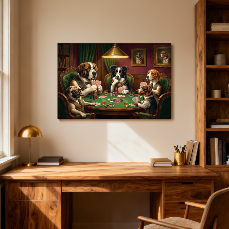Animaux, chiens jouant au poker, reproduction d'art classique, H 12 po x l 18 po