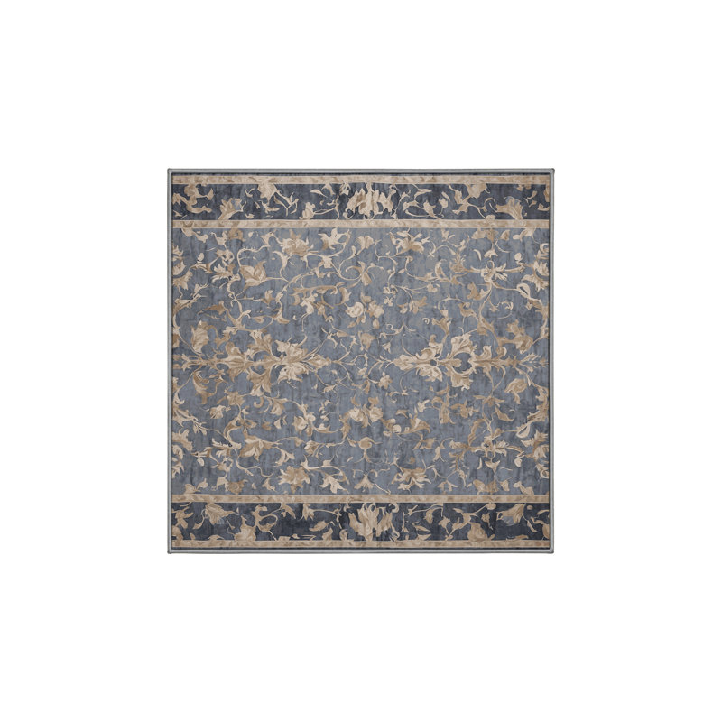 Tapis gris soyeux et moelleux, Carré 6 pi