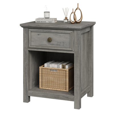 Table de chevet moderne de 50 cm de large avec 1 tiroir et compartiment ouvert