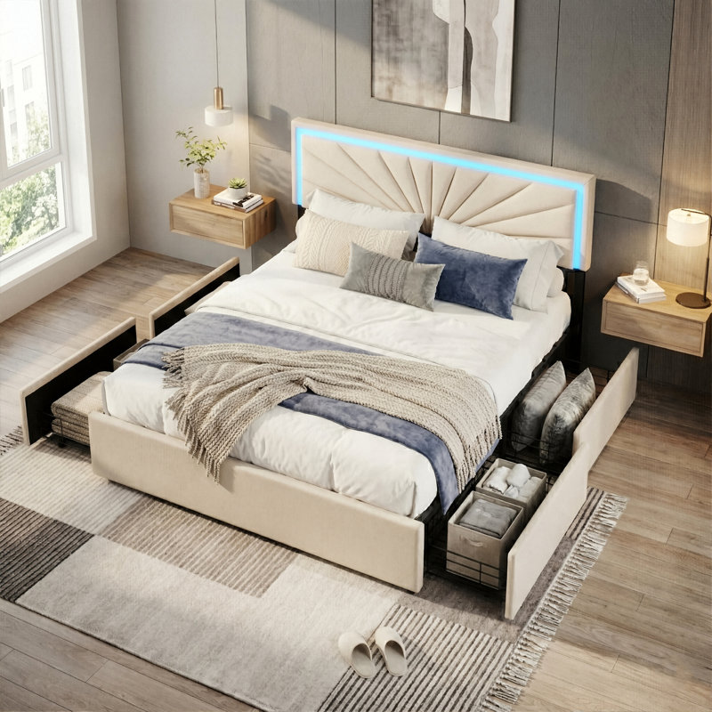 Upholstered Storage Bed, European Kingsize (160 x 200 cm)