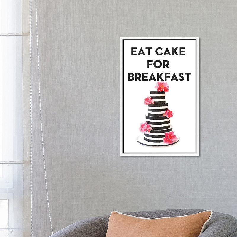 Eat Cake For Breakfast by Amanda Greenwood - Painting on Canvas, White Framed Canvas, 101.6 cm H x 66.04 cm W