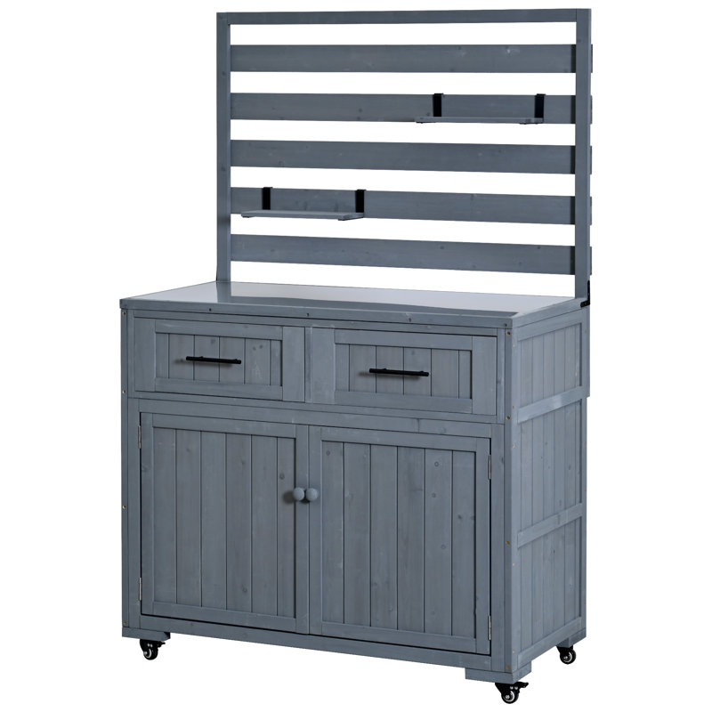 Îlot de cuisine 64,9 po H, Gris