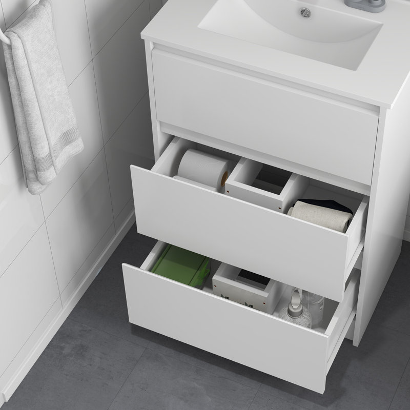 Lizy 610mm Single Bathroom Vanity with Drop In Ceramic Basin