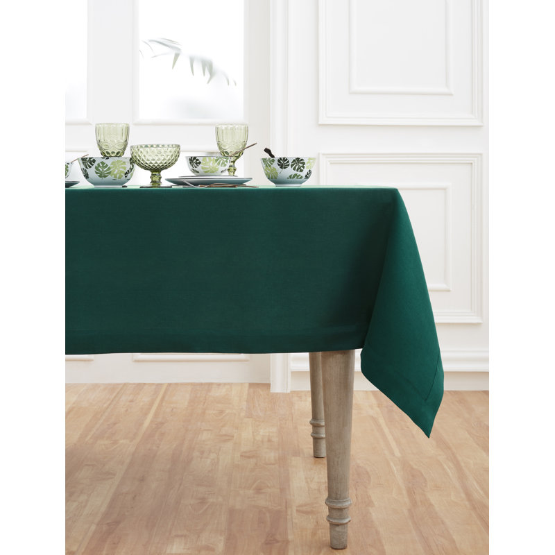 100% Pure Linen Tablecloth - Fete, Rainforest, 120" L x 60" W