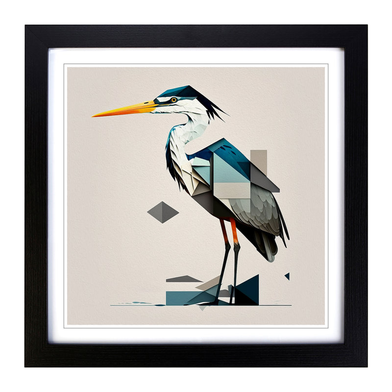 Heron Suprematism No.1 - Framed Print, Black