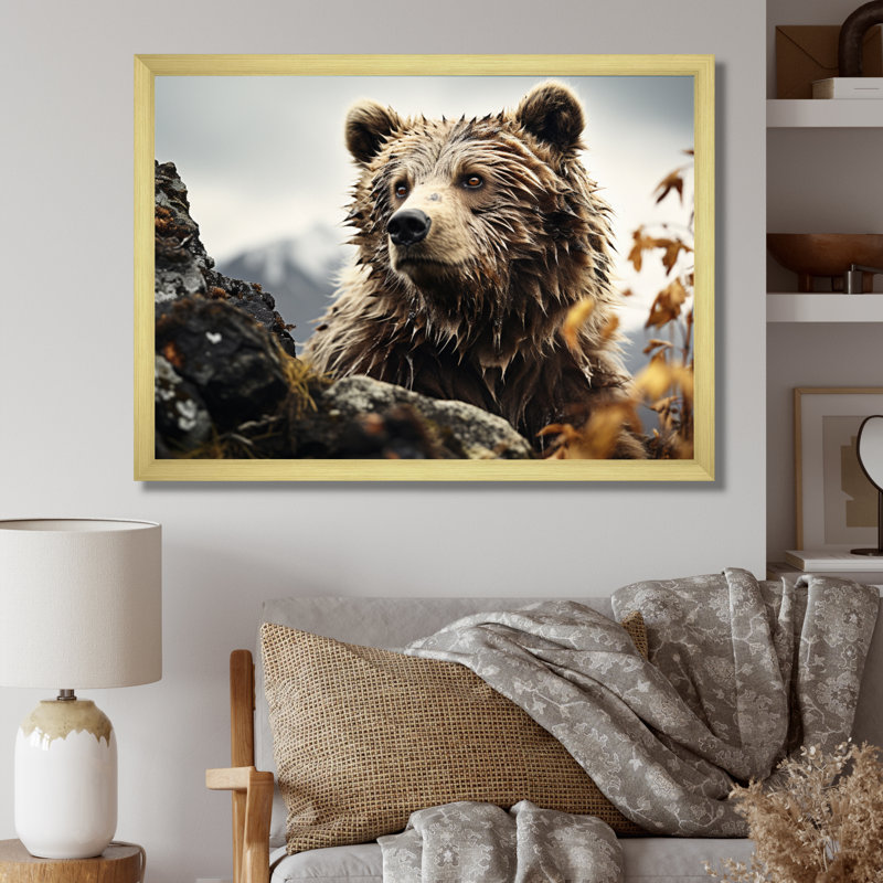 Ours, photographie de paysage monochrome - animaux, impressions sur toile, H 30 po x l 40 po x P 1,5 po