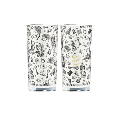 Alice In Wonderland 330ml Highball Glass Set