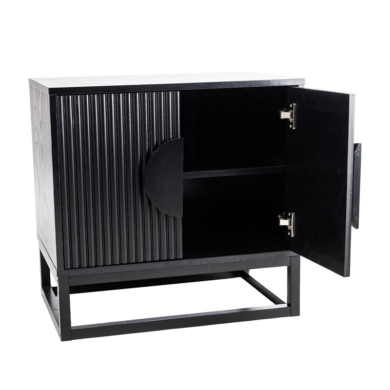 Table de chevet noire Lasunda, meuble télé, armoire d'appoint - unité modulaire