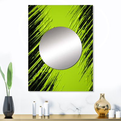 Minaksi Tropical Fusion collages - miroir de collages abstraits, miroir mural vert unique, impression d'art en métal