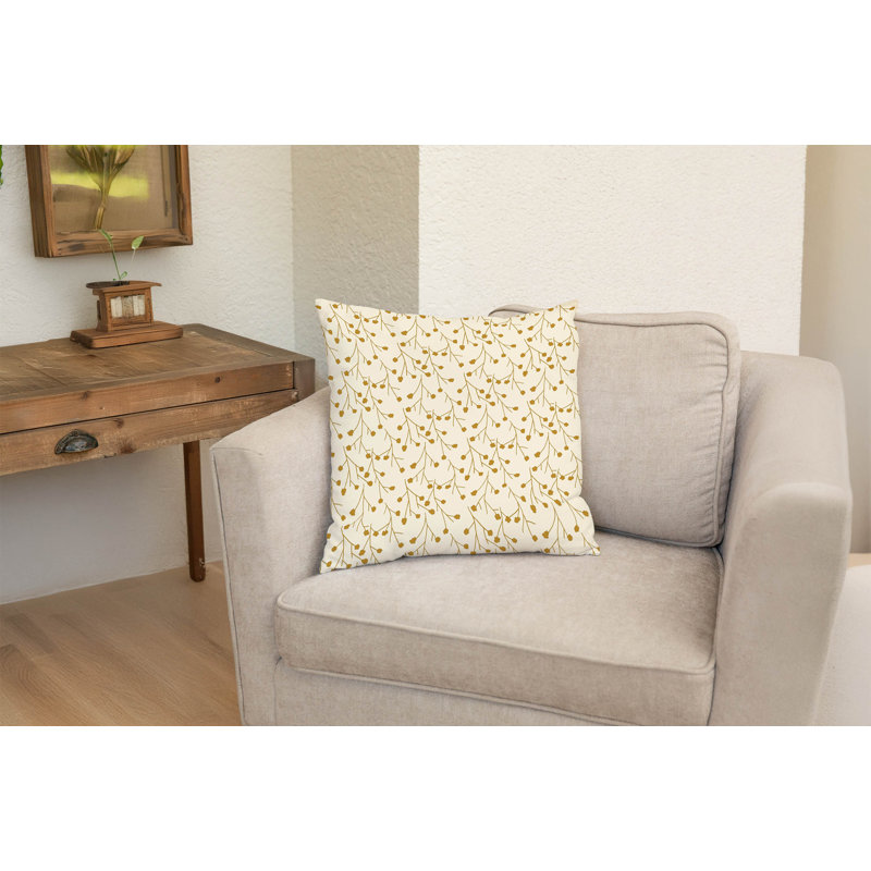 Coussin décoratif Berry Branch, Carré 20 po, Floral ocre doré