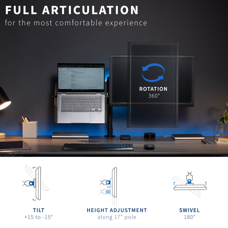 Single Monitor and Laptop Desk Mount, Black