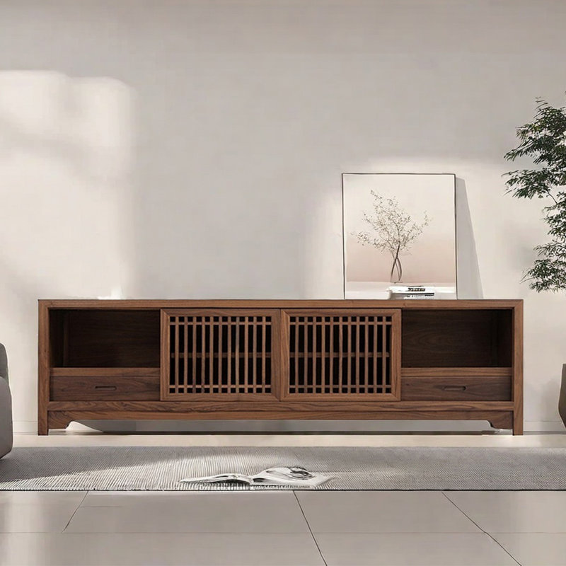 Meuble télé en bois de pin massif, 86.61"
