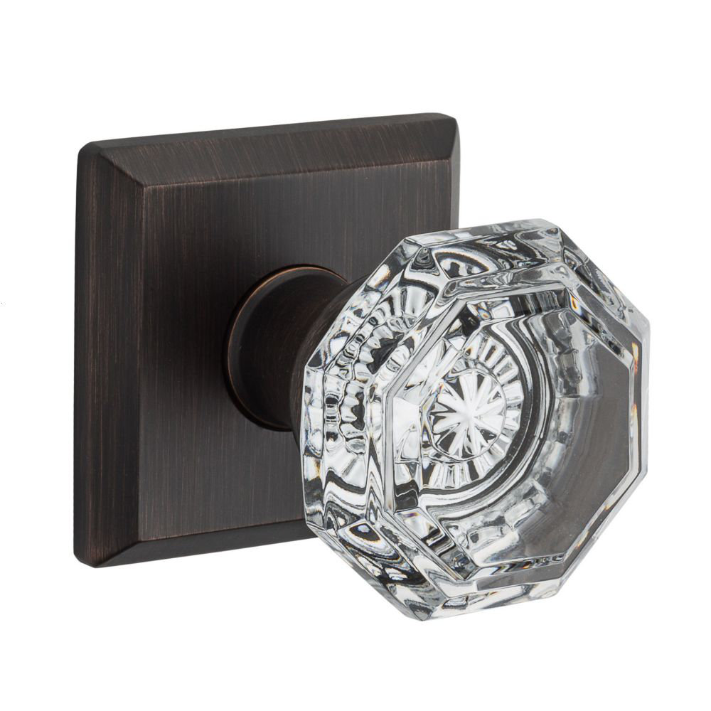 Crystal Double Dummy Door Knob with Traditional Square Rose Baldwin 
