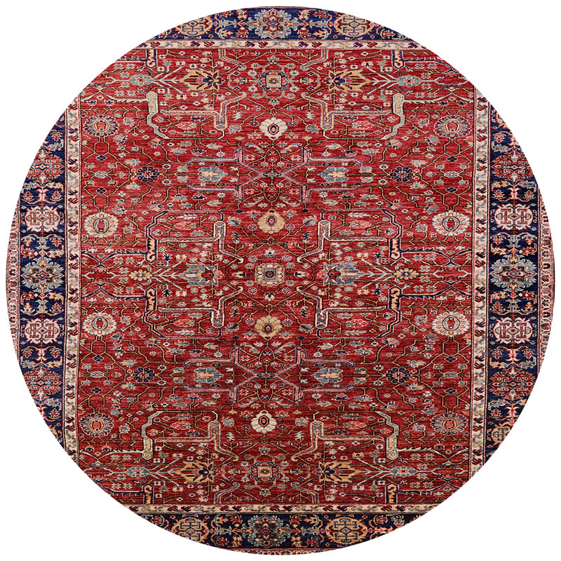 Tapis de style oriental rouge, Rond 3 pi